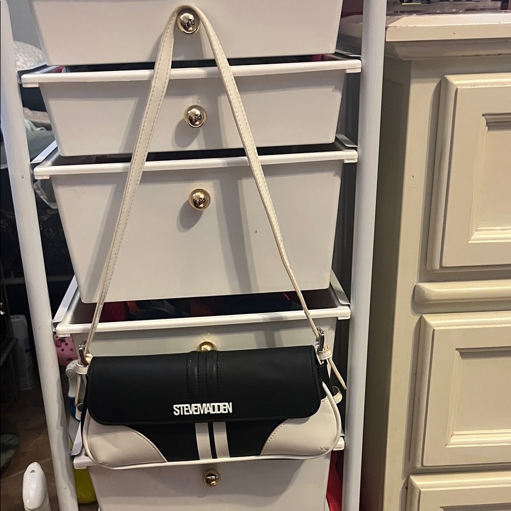 Steve Madden Black and White Two-Tone Shoulder Bag